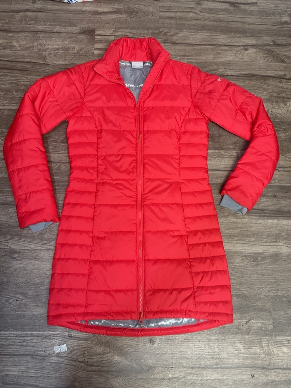 Columbia Women’s S Red Omni-Heat Long Puffer Coat Full Zip - Picture 2 of 12